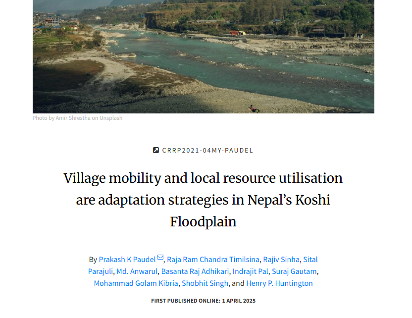 Village mobility and local resource utilisation are adaptation strategies in Nepal’s Koshi Floodplain