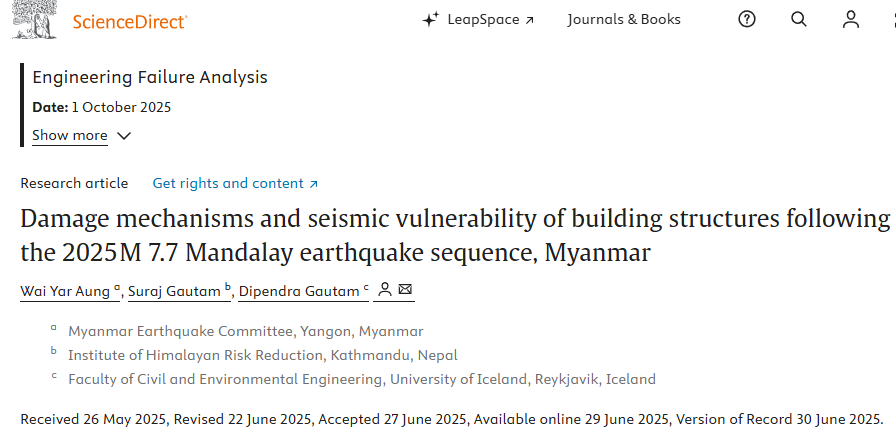 Damage mechanisms and seismic vulnerability of building structures following the 2025 M 7.7 Mandalay earthquake sequence, Myanmar