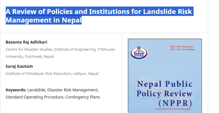 A Review of Policies and Institutions for Landslide Risk Management in Nepal
