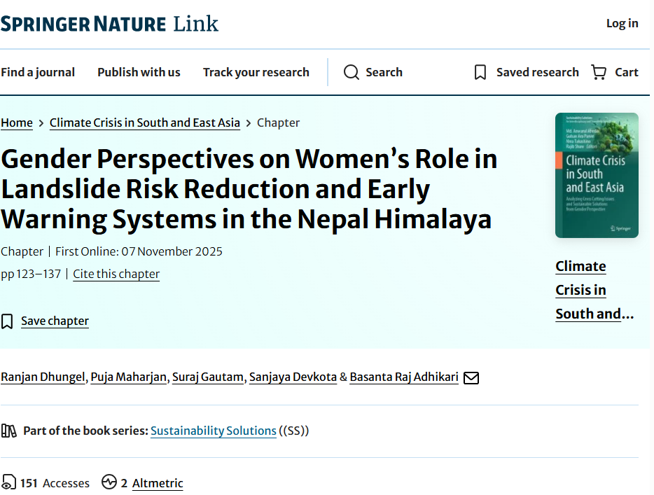 Gender Perspectives on Women’s Role in Landslide Risk Reduction and Early Warning Systems in the Nepal Himalaya